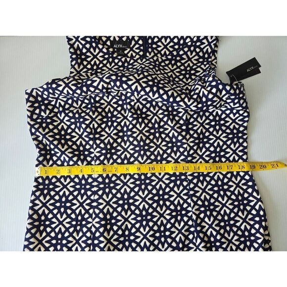 Alyx Shift Dress Sz 16 Navy, Tan, White Geometric - Picture 8 of 8